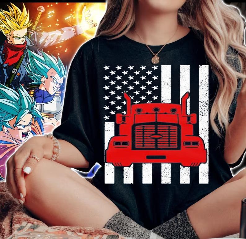 American Trucker USA Flag T-Shirt t-shirt woman shirt