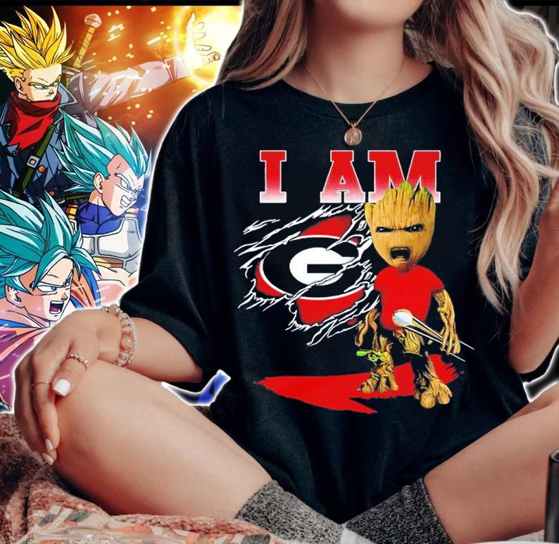 Baby Groot I Am Georgia Bulldogs Shirt t-shirt woman shirt