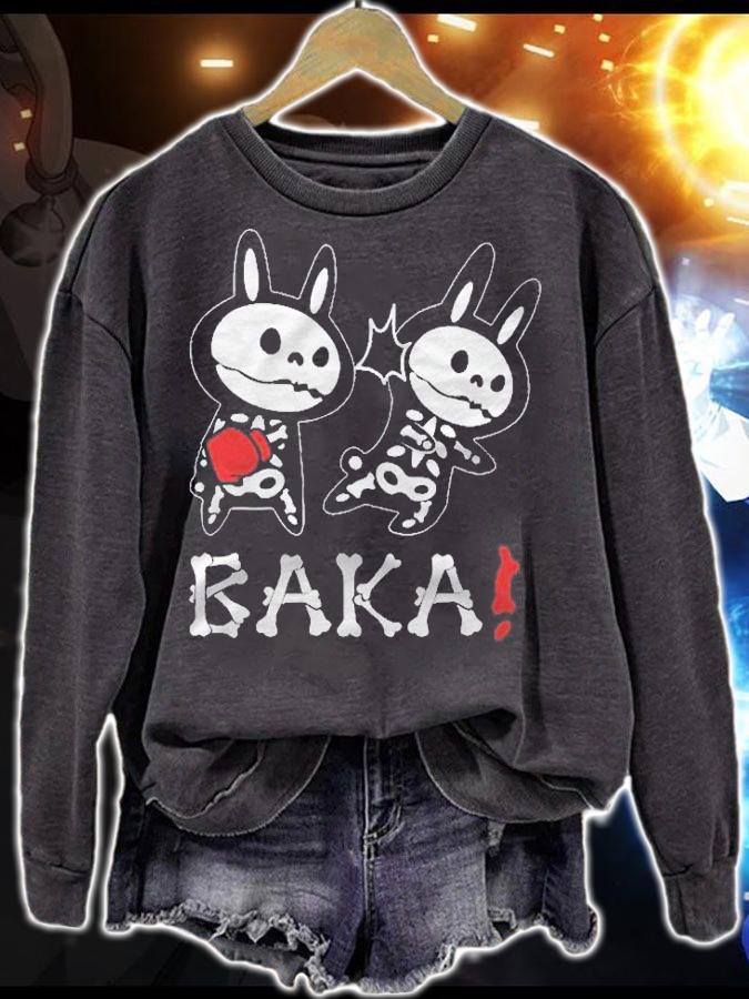 Baka! Idiot! Funny Halloween Skeleton Anime For Men & Women Shirt t-shirt sweatshirt