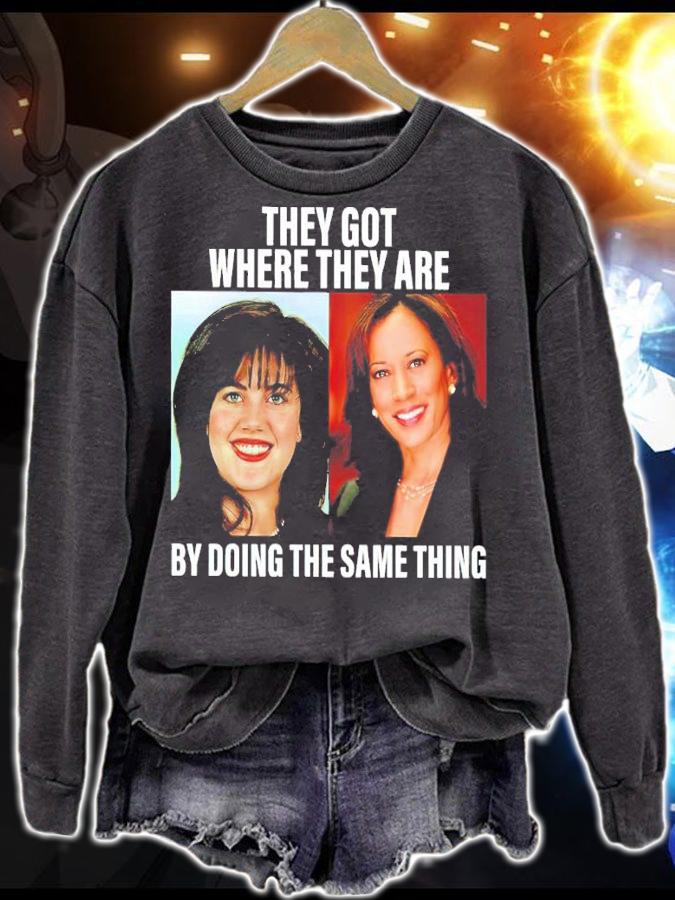 Beanie Feldstein And Harris They Got Where They Are By Doing The Same Thing Shirt t-shirt sweatshirt