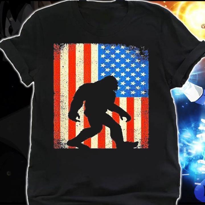 Bigfoot Sasquatch I Believe Patriot American Flag t-shirt shirt