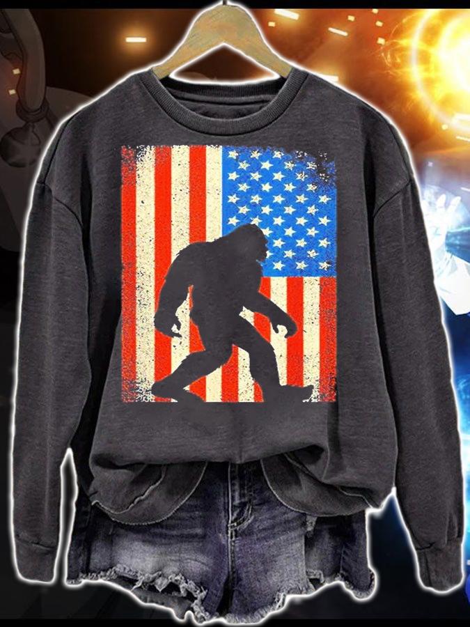 Bigfoot Sasquatch I Believe Patriot American Flag t-shirt sweatshirt