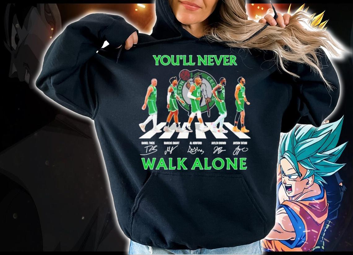 Boston Celtics Basketball You'll Never Walk Alone Abbey Road Signatures Shirt t-shirt hoodie