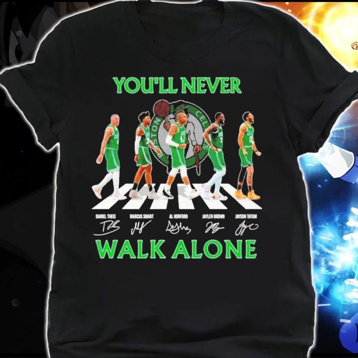 Boston Celtics Basketball You'll Never Walk Alone Abbey Road Signatures Shirt t-shirt shirt