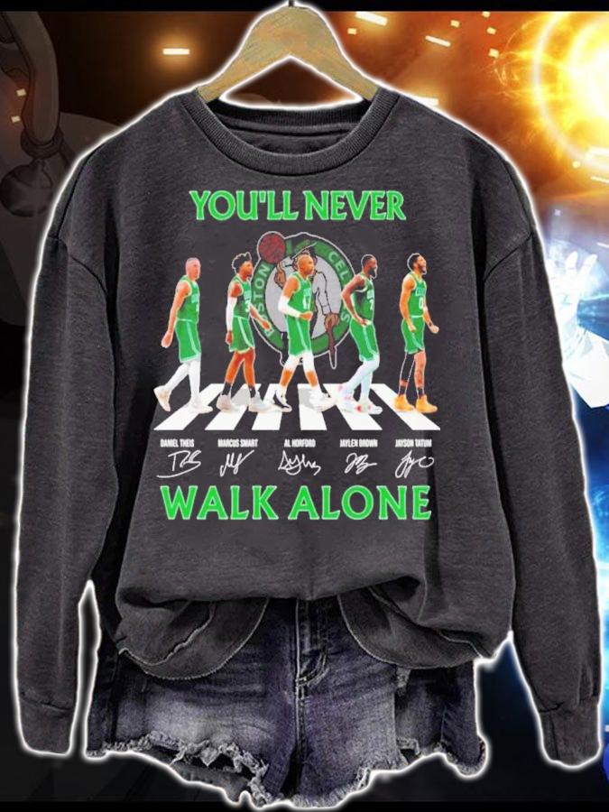 Boston Celtics Basketball You'll Never Walk Alone Abbey Road Signatures Shirt t-shirt sweatshirt