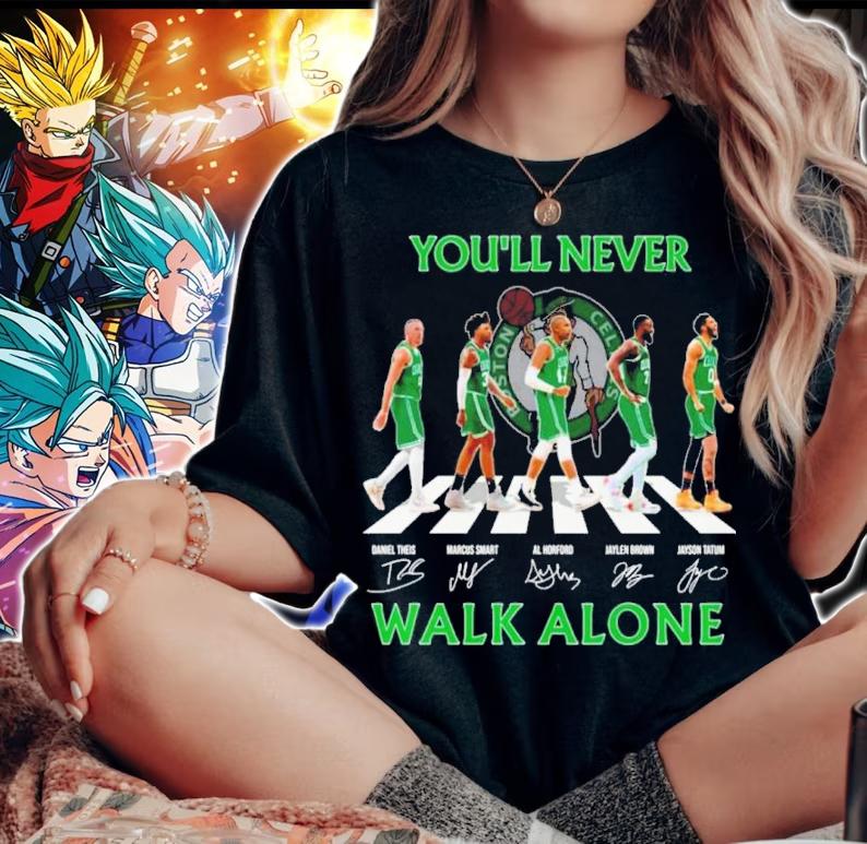 Boston Celtics Basketball You'll Never Walk Alone Abbey Road Signatures Shirt t-shirt woman shirt