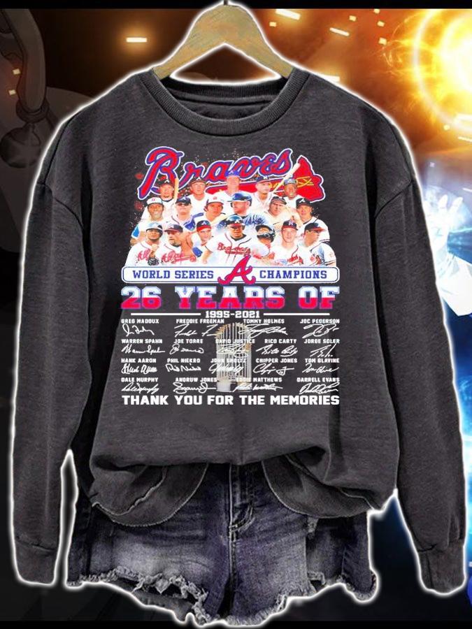 Braves World Series Champion 26 Years Of 1995-2021 Signatures Thanks For The Memories Shirt t-shirt sweatshirt