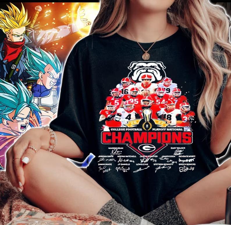 Georgia Bulldogs 2022 College Football Playoff National Champions signatures shirt t-shirt woman shirt