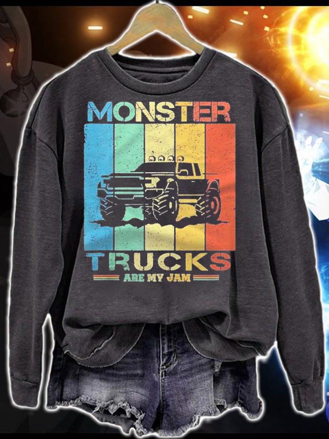Retro Vintage Monster Truck Are My Jam Sunset Cool Shirt t-shirt sweatshirt