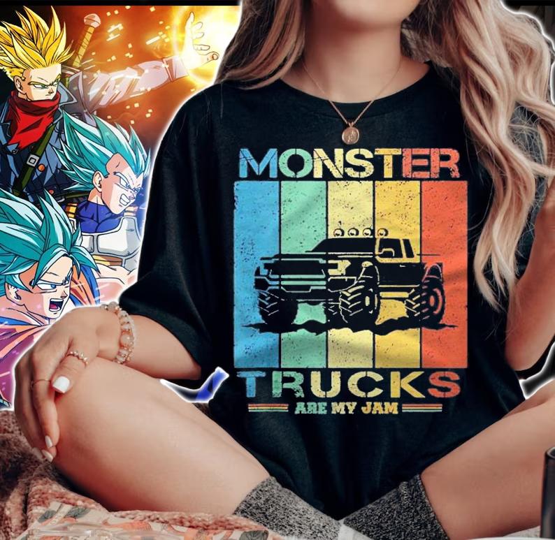 Retro Vintage Monster Truck Are My Jam Sunset Cool Shirt t-shirt woman shirt