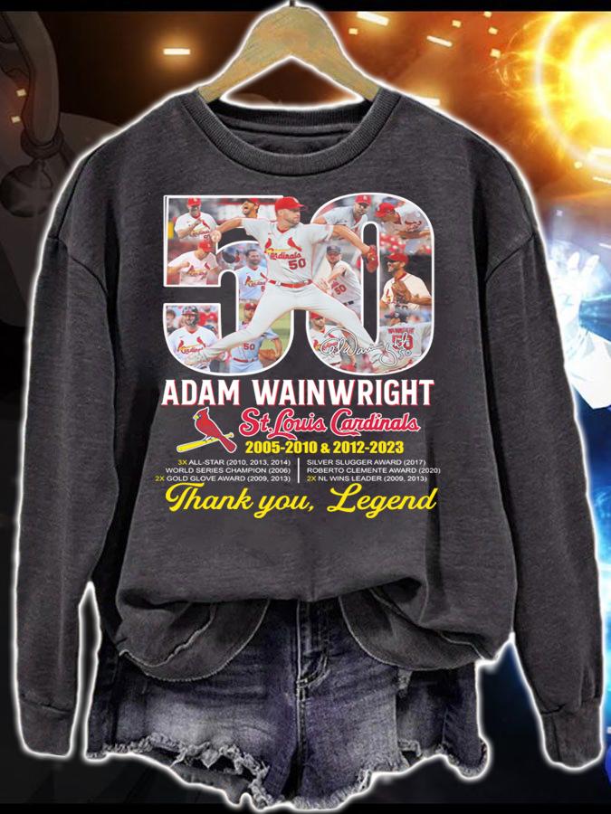 Adam Wainwright 50 Years St. Louis Cardinals Thank You Legend Signature t-shirt sweatshirt