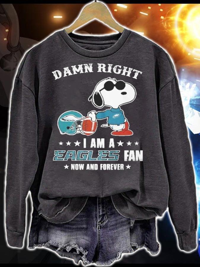 Snoopy Philadelphia Eagles Damn Right I Am A Eagles Fan Now And Forever t-shirt sweatshirt