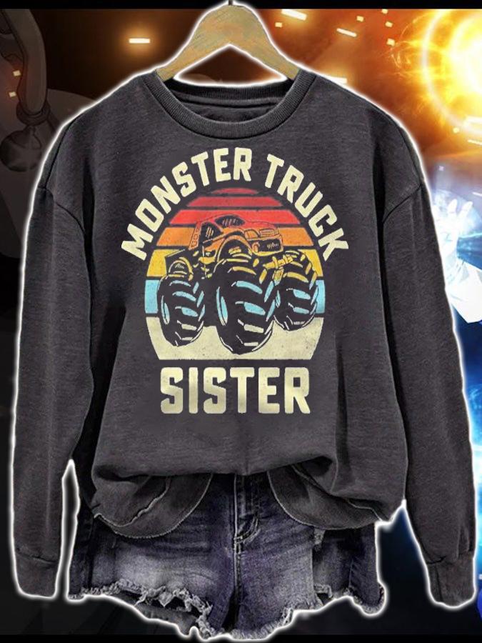 Monster Truck Sister Girls Vintage Retro Style Shirt t-shirt sweatshirt