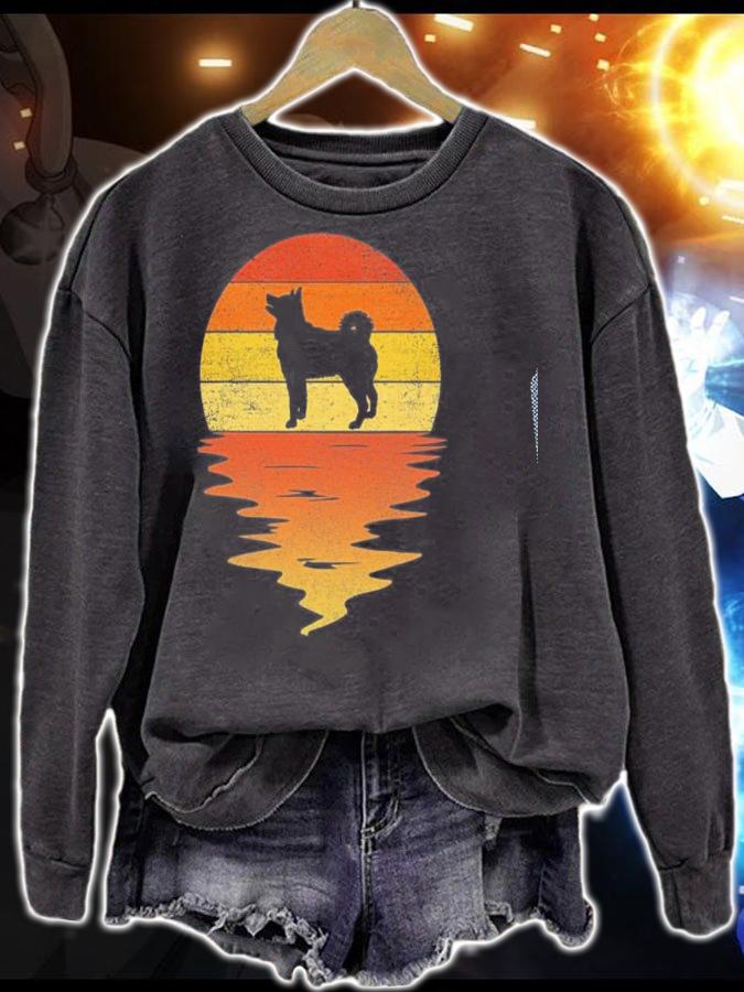 Siberian Husky Shirt Vintage Retro Sunset Siberian Husky T-shirt t-shirt sweatshirt