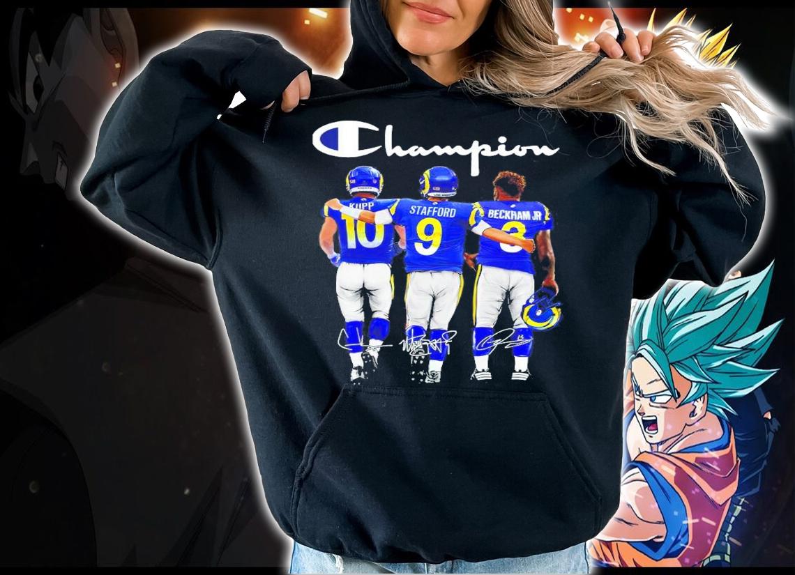 Champion Los Angeles Rams Kupp Stafford Beckham JR signature shirt t-shirt hoodie