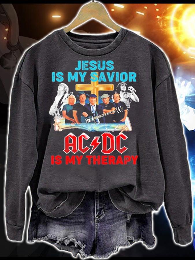 Jesus Is My Savior ACDC Is My Therapy Shirt t-shirt sweatshirt