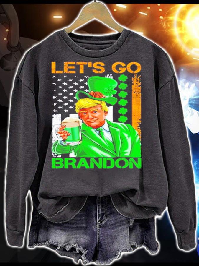 Let's Go Brandon St.Patrick's Day Trump American Flag Shamrock shirt t-shirt sweatshirt