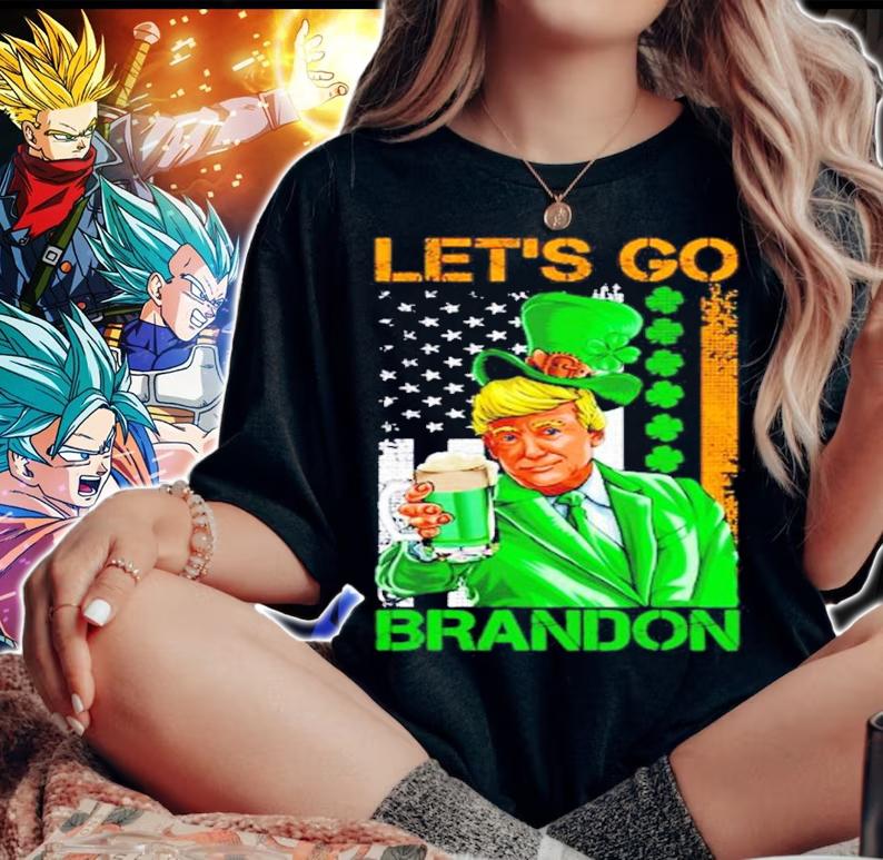 Let's Go Brandon St.Patrick's Day Trump American Flag Shamrock shirt t-shirt woman shirt