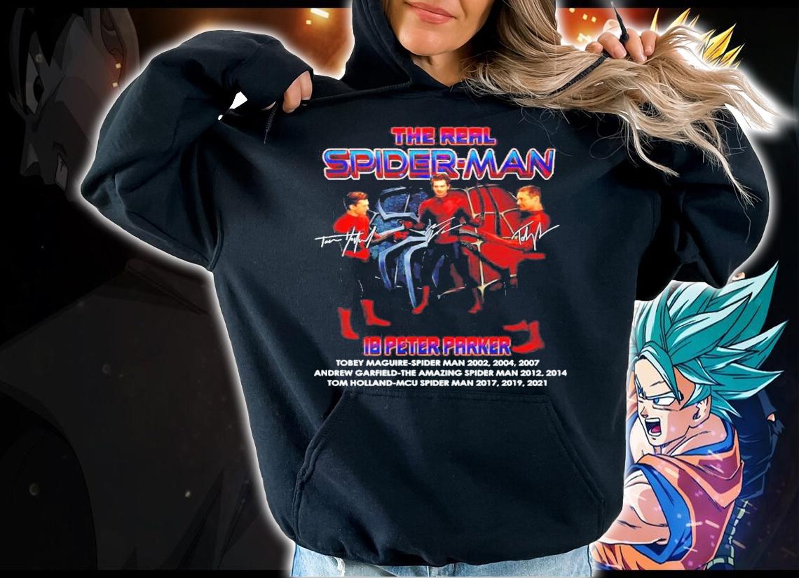 The Real Spider-Man 18 Peter Parker Tobey Maguire-Spider Man 2002 2004 2007 Signatures Shirt t-shirt hoodie