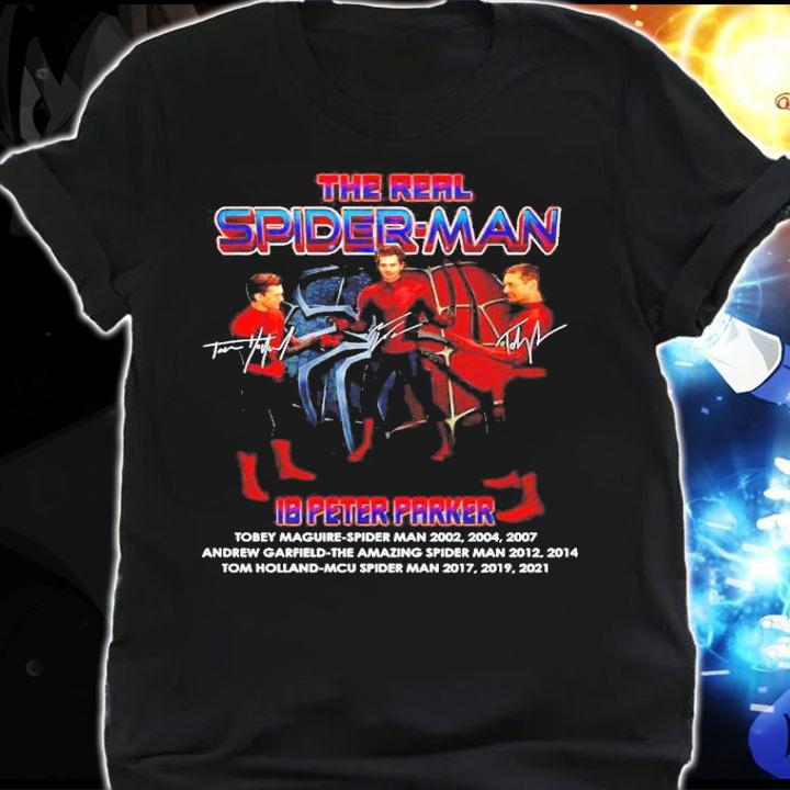 The Real Spider-Man 18 Peter Parker Tobey Maguire-Spider Man 2002 2004 2007 Signatures Shirt t-shirt shirt