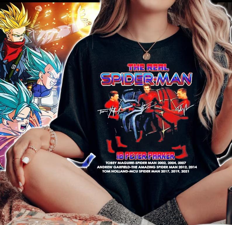 The Real Spider-Man 18 Peter Parker Tobey Maguire-Spider Man 2002 2004 2007 Signatures Shirt t-shirt woman shirt
