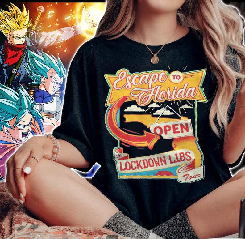 Escape to Florida open the lockdown libs tour T-shirt t-shirt woman shirt