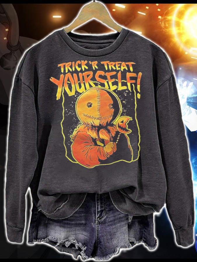 Hot Topic Sam Trick R Treat Yourself Straw Scarecrow Halloween shirt t-shirt sweatshirt