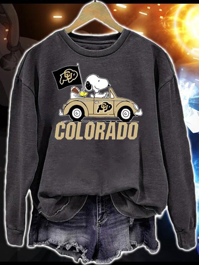 Colorado Buffaloes Snoopy Woodstock Driving Car t-shirt sweatshirt