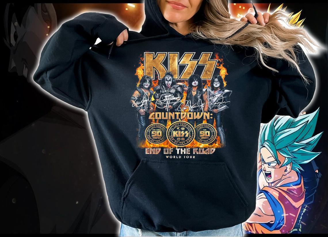 Kiss Countdown Kiss Band End Of The Road World Tour Signatures t-shirt hoodie