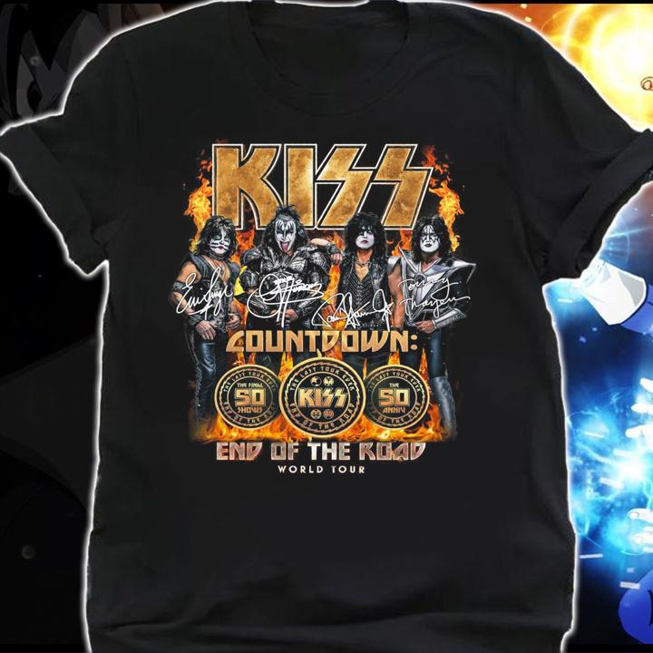 Kiss Countdown Kiss Band End Of The Road World Tour Signatures t-shirt shirt