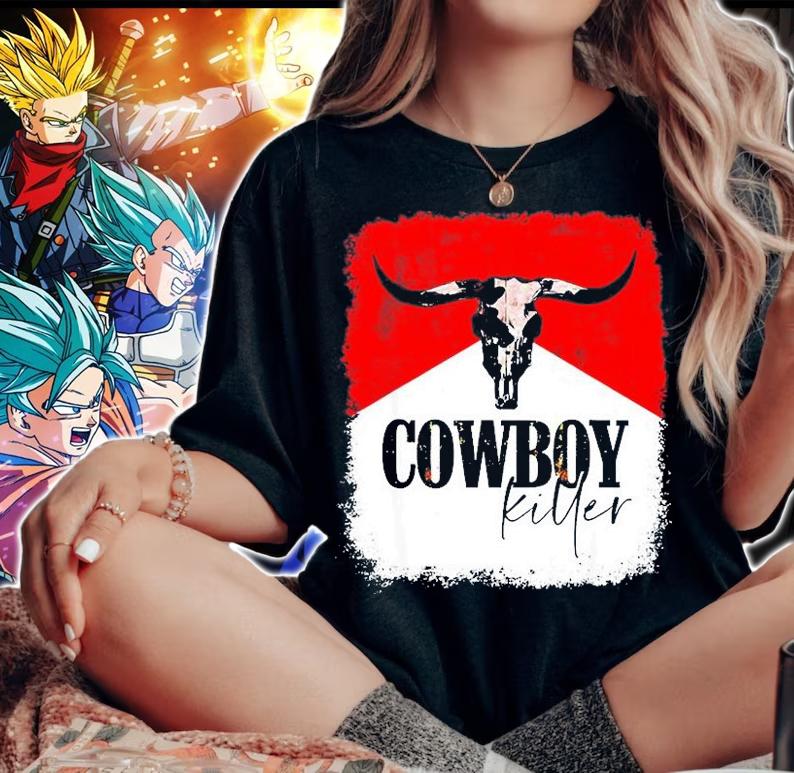 Western Southern Bull Skull Cowboy Killer T-Shirt t-shirt woman shirt