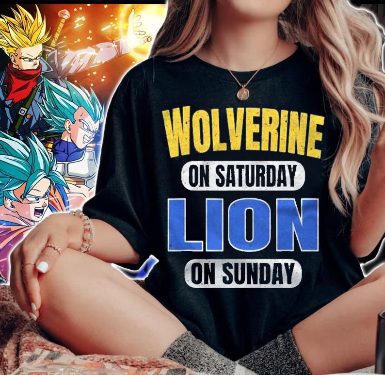 Wolverine On Saturday Lion On Sunday Funny Detroit Vintage Shirt t-shirt woman shirt