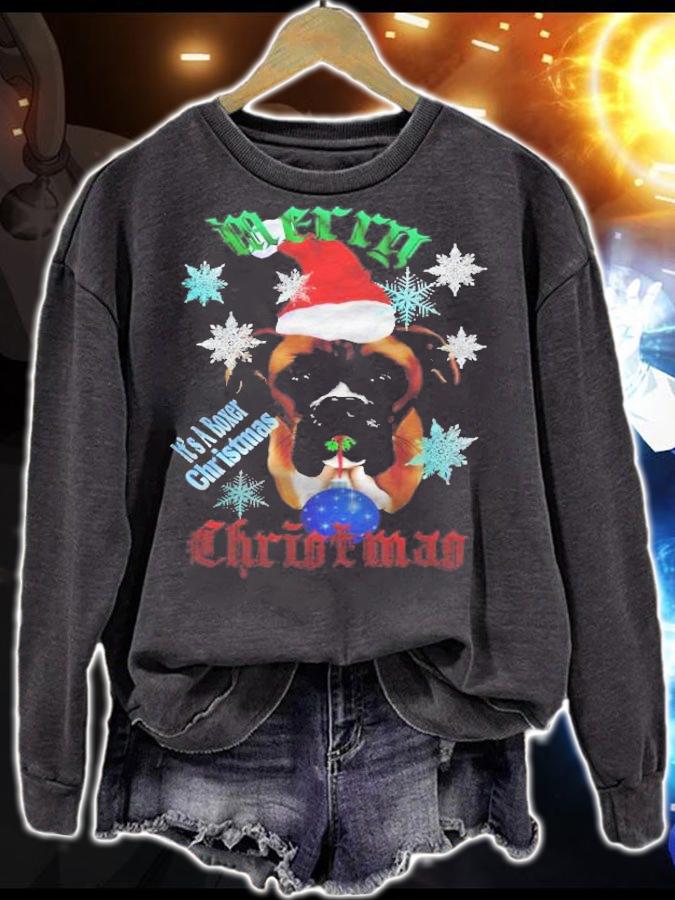 Wonderful-Christmas Boxer Dog Fitted T-shirt t-shirt sweatshirt