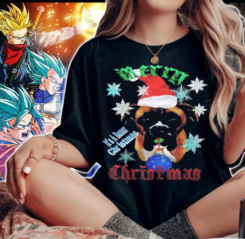 Wonderful-Christmas Boxer Dog Fitted T-shirt t-shirt woman shirt