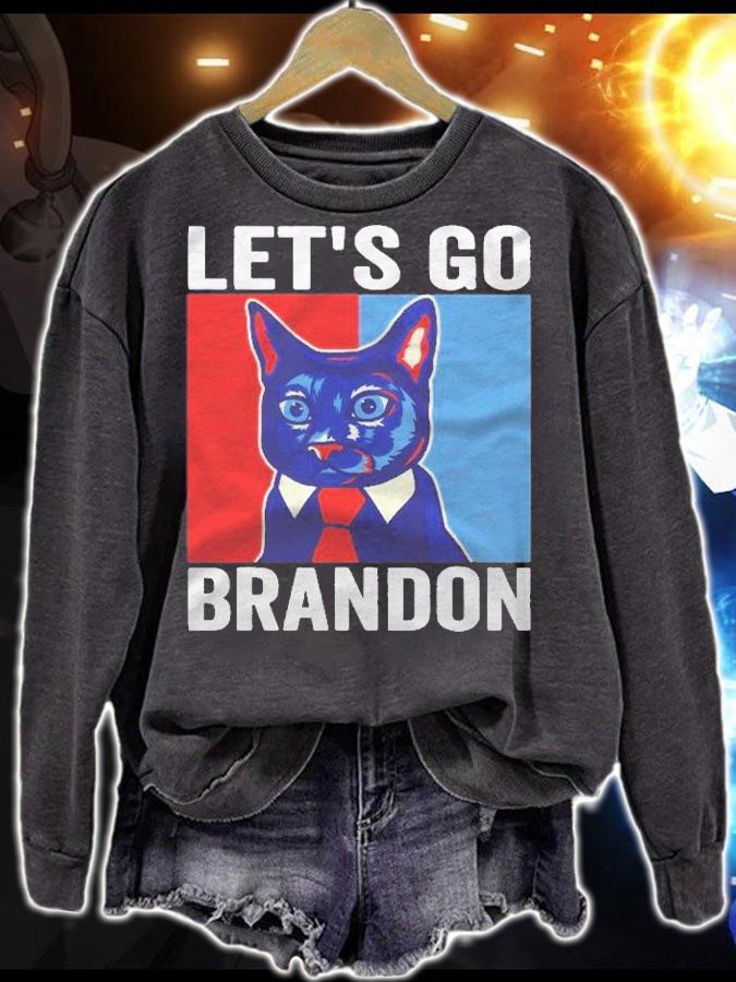 Funny Vintage Cat In A Suit Lets Go Brandon Shirt t-shirt sweatshirt