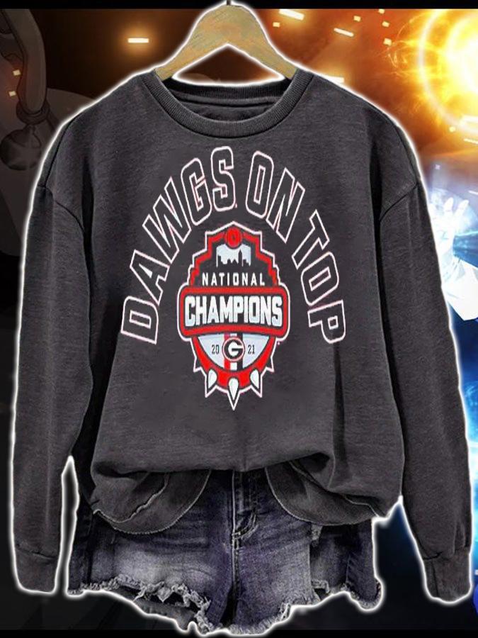 Georgia Football Dawgs On Top National Champs 2021 Shirt t-shirt sweatshirt