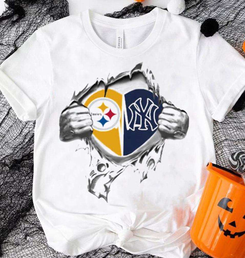 Blood Inside Me Pittsburgh Steelers And New York Yankees t-shirt shirt