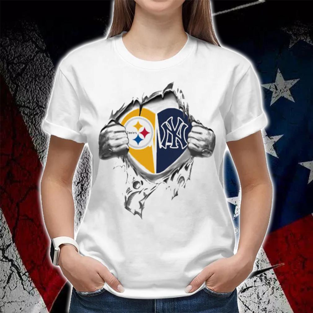 Blood Inside Me Pittsburgh Steelers And New York Yankees t-shirt woman shirt