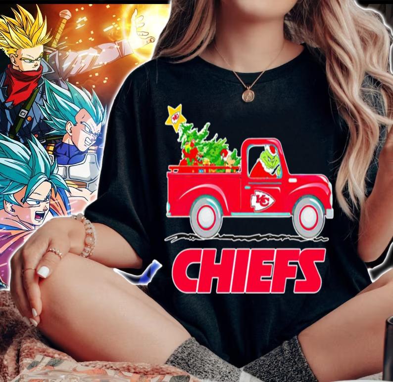 Kansas City Chiefs Grinch Driving Truck Christmas t-shirt woman shirt