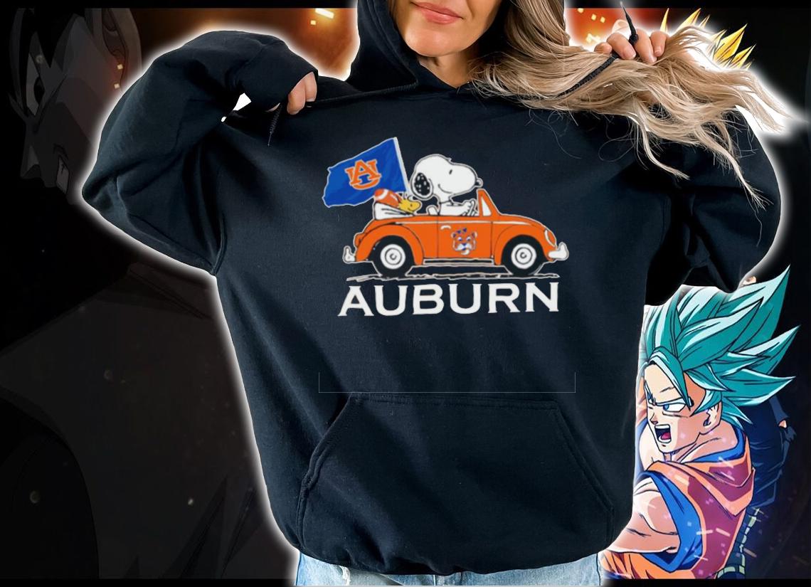 Snoopy And Woodstock Driving Car Auburn Tigers Flag t-shirt hoodie