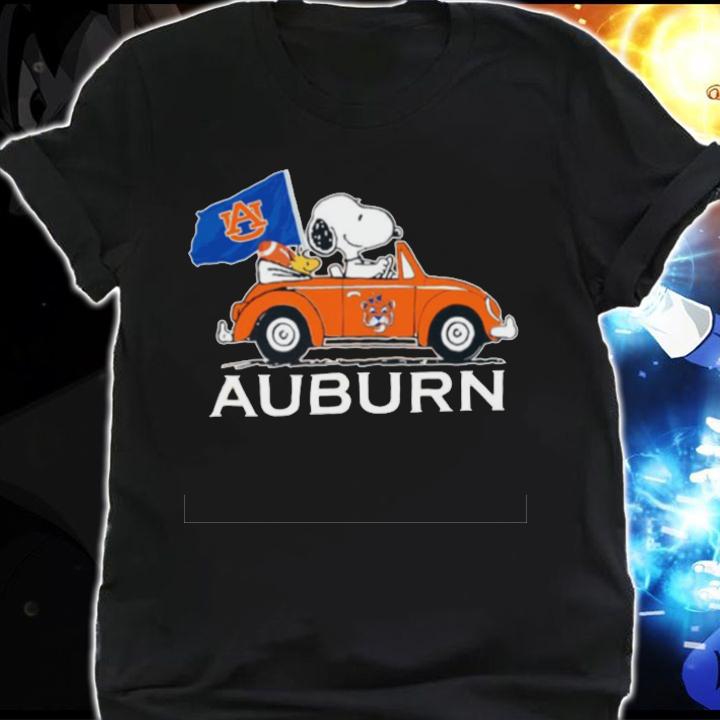 Snoopy And Woodstock Driving Car Auburn Tigers Flag t-shirt shirt