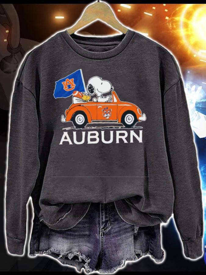 Snoopy And Woodstock Driving Car Auburn Tigers Flag t-shirt sweatshirt