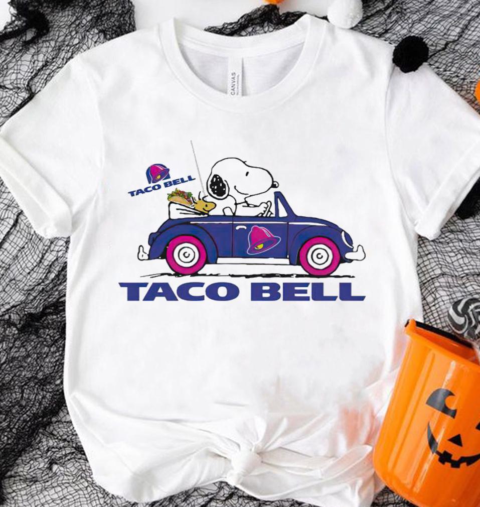 Snoopy And Woodstock Driving Car Taco Bell Flag t-shirt shirt
