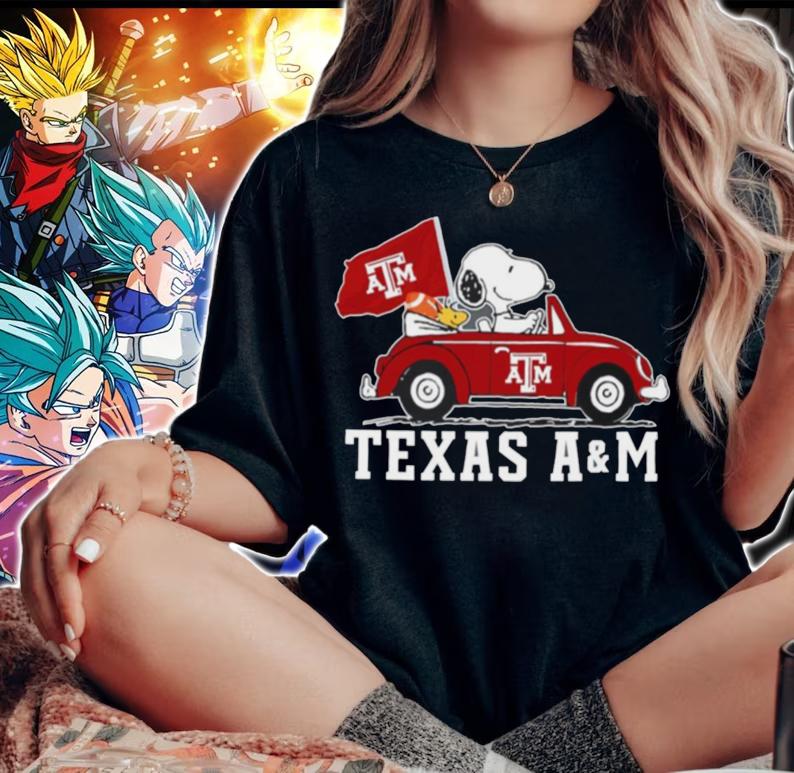 Texas A&M Aggies Snoopy And Woodstock t-shirt woman shirt