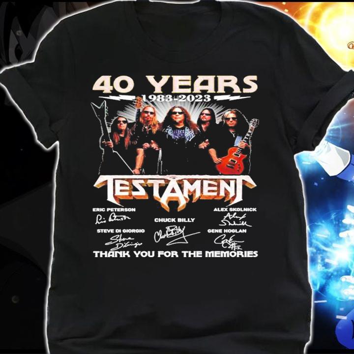 40 Years 1983 2023 Testament band Signatures Thank You For The Memories t-shirt shirt