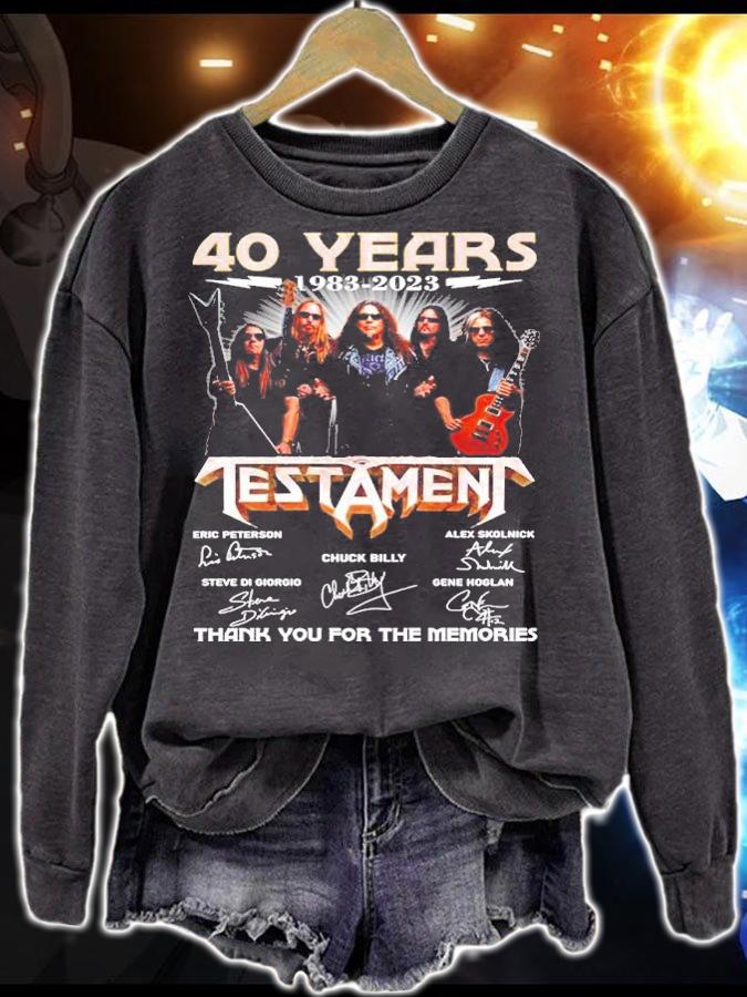 40 Years 1983 2023 Testament band Signatures Thank You For The Memories t-shirt sweatshirt