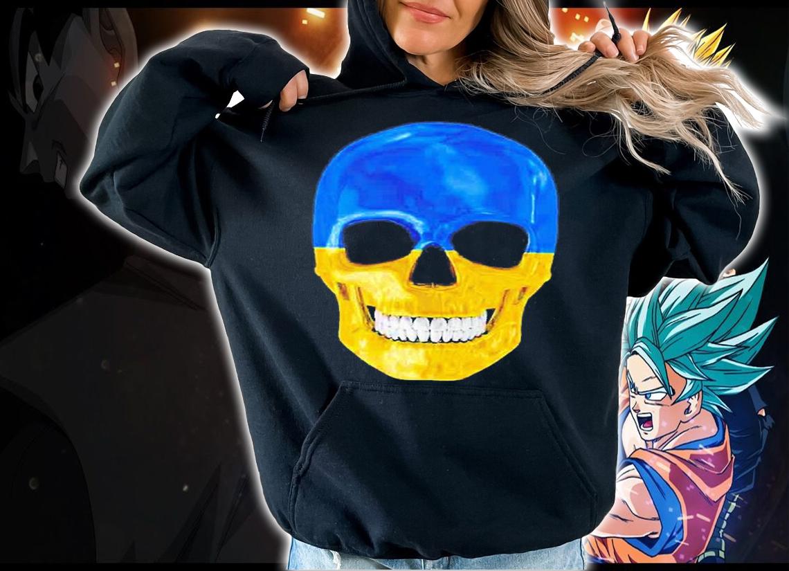 Ukraine Flag Skull Gift For Ukrainian With Roots From T-Shirt hoodie