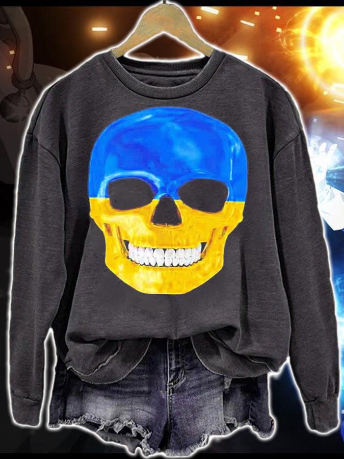 Ukraine Flag Skull Gift For Ukrainian With Roots From T-Shirt sweatshirt