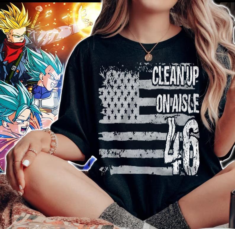 Clean Up On Aisle 46 Impeach Anti Biden American Flag t-shirt woman shirt