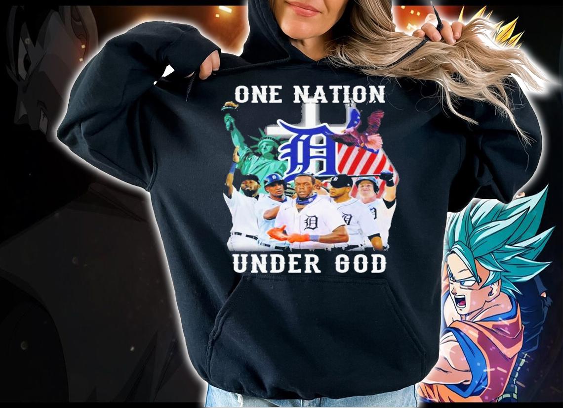 Detroit Tigers One Nation Under God Statue of Liberty USA Flag t-shirt hoodie